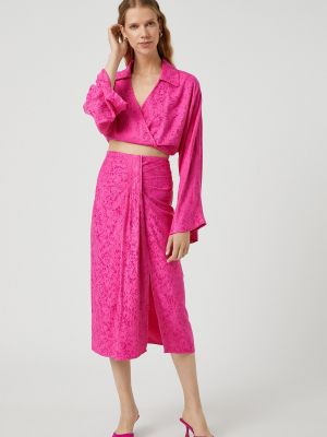 Midi sukně Koton růžové
