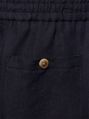 Pantalones rectos de lino Etro azul