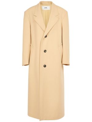 Oversized vlnený kabát Ami Paris žltá