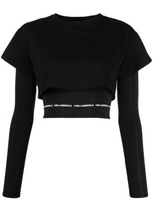 Bluzka bawełniana Karl Lagerfeld czarna