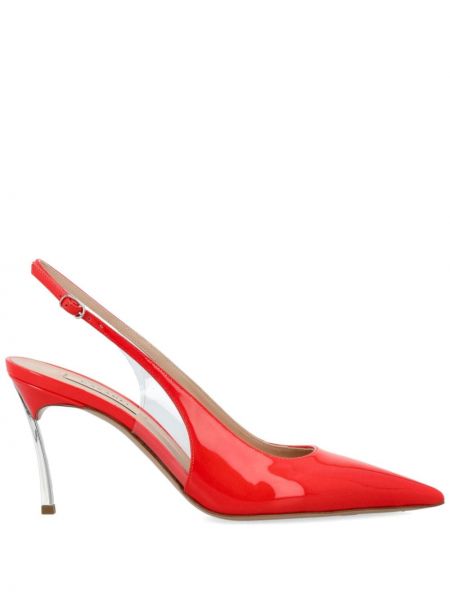 Полуотворени обувки с отворена пета Casadei червено