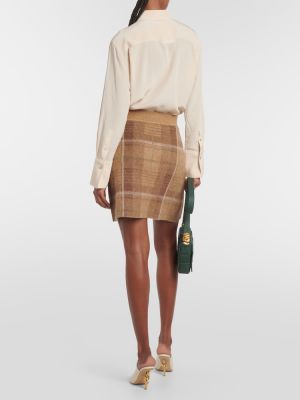 Mini spódniczka w kratkę Polo Ralph Lauren beżowa