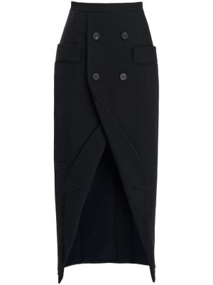 Vlnená midi sukňa na gombíky Alexander Mcqueen čierna