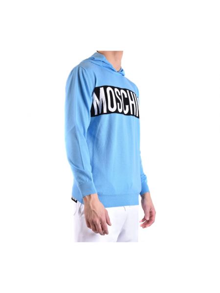 Dzianinowa bluza z kapturem Moschino niebieska