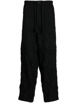 Gyapjú egyenes szárú nadrág Yohji Yamamoto fekete