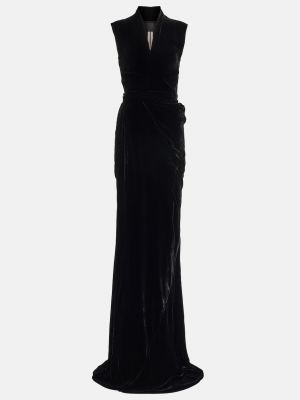 Бархатное длинное платье Rick Owens черное