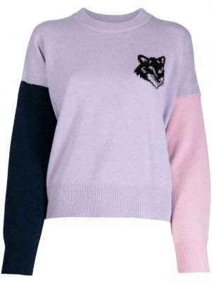 Vlnený sveter Maison Kitsuné fialová