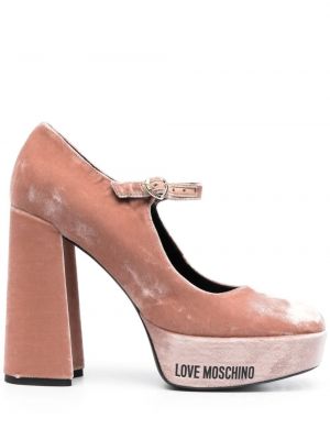 Samt pumps mit print Love Moschino pink