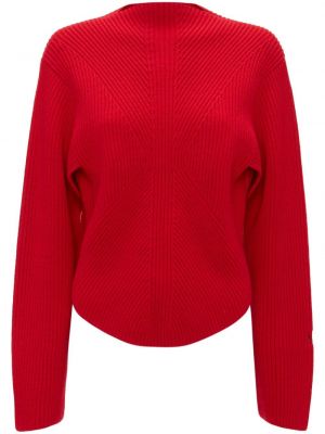 Haftowany sweter wełniany Victoria Beckham czerwony