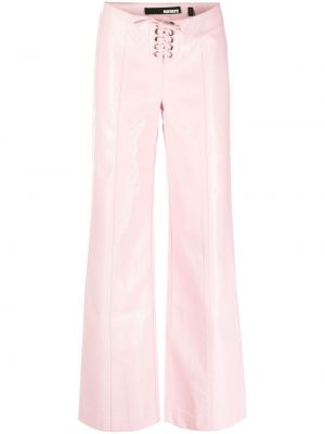 Pantaloni cu șireturi cu croială lejeră din dantelă Rotate roz