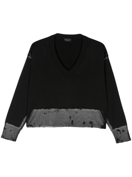Пуловер с v-образно деколте Roberto Collina черно