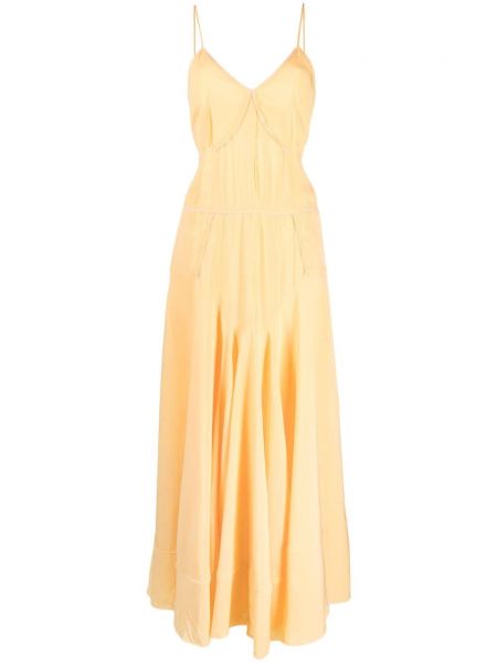 Φόρεμα με λαιμόκοψη v Sportmax κίτρινο