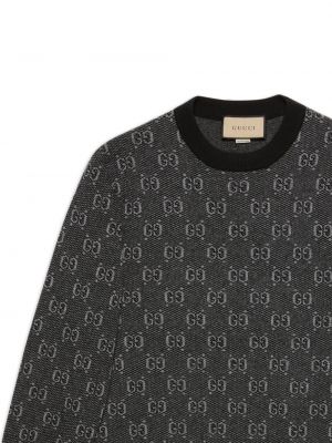 Sweter wełniany żakardowy Gucci szary
