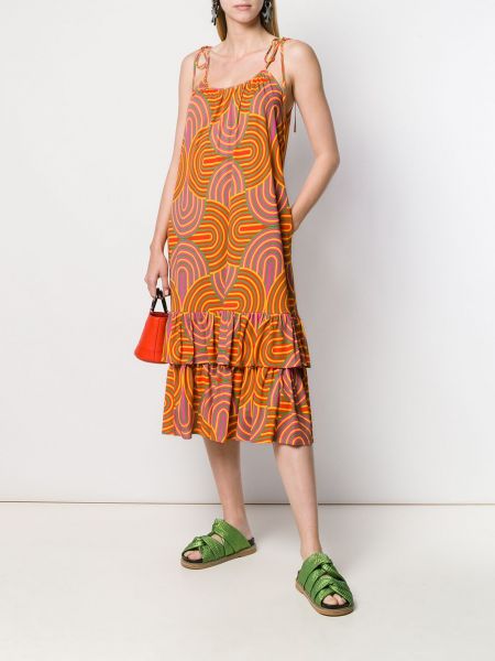 Sukienka midi bez rękawów z nadrukiem w abstrakcyjne wzory La Doublej