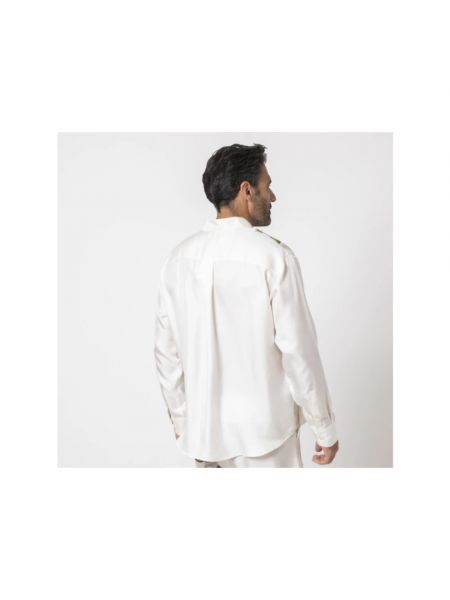 Camisa de raso de flores Pierre-louis Mascia blanco
