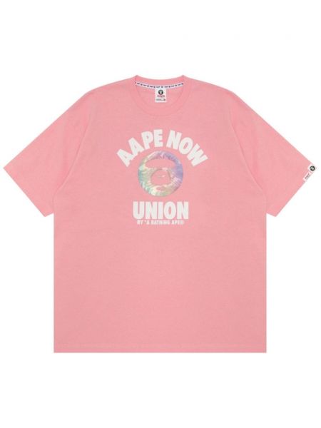 Βαμβακερή μπλούζα με σχέδιο Aape By *a Bathing Ape® ροζ