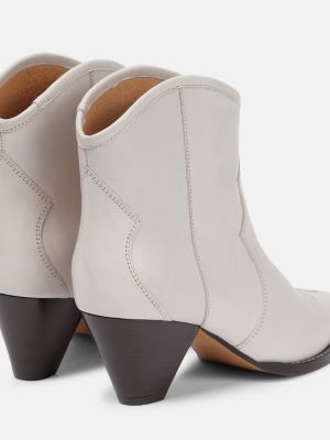 Kožené kotníkové boty Isabel Marant béžové