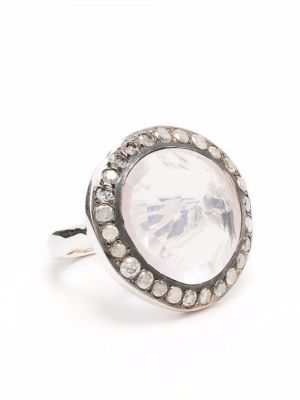 Žiedas su kristalais Rosa Maria sidabrinė