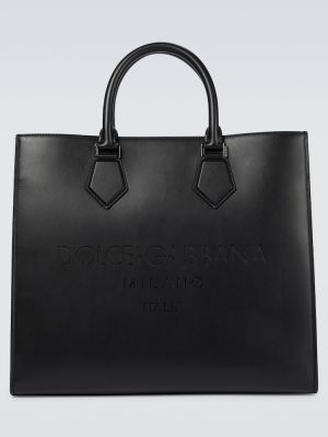 Кожени шопинг чанта Dolce&gabbana черно