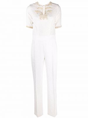 Brodert jumpsuit med brede ben Parlor hvit