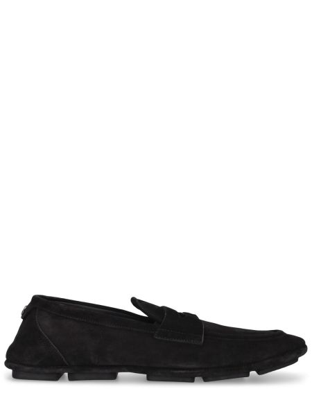 Pantofi loafer din piele de căprioară Dolce & Gabbana negru