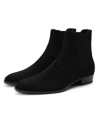 Замшевые ботинки челси Saint Laurent, черные