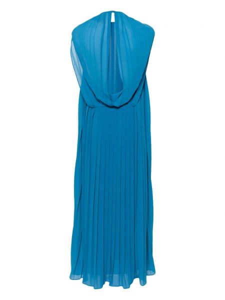 Drapiruotas plisuotas suknele kokteiline Semicouture mėlyna
