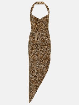 Asymetrické leopardí dlouhé šaty s potiskem Norma Kamali
