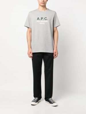 T-shirt en coton à imprimé A.p.c. gris