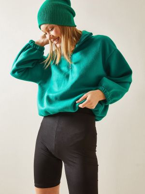 Fliso džemperis aukšta apykaklė Xhan žalia