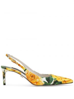 Кожени полуотворени обувки на цветя с принт Dolce & Gabbana