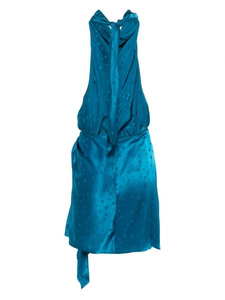 Satynowa sukienka koktajlowa żakardowa .amen. niebieska