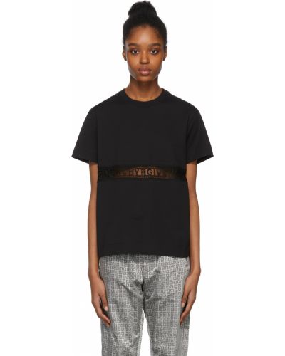 Кружевная футболка на шнуровке Givenchy, черная