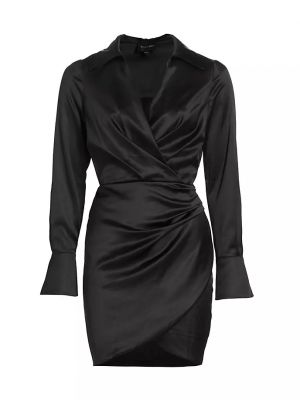 Атласное платье-рубашка в горошек Line & Dot черное