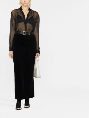 Sametové dlouhá sukně Saint Laurent černé