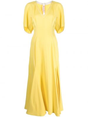 Midi šaty s výstřihem do v Marni žluté