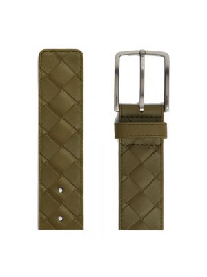 Cinturón de cuero con hebilla con trenzado Bottega Veneta verde