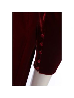 Vestido midi de terciopelo‏‏‎ con estampado geométrico Saint Laurent rojo