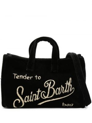 Sametová shopper kabelka s výšivkou Mc2 Saint Barth černá