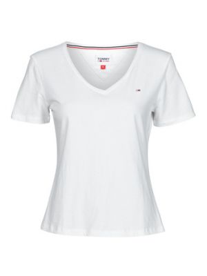 T-shirt con scollo a v in jersey Tommy Jeans bianco