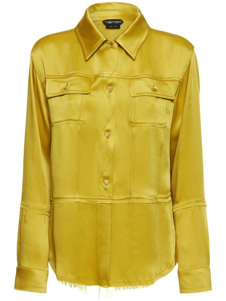 Saténová košile s kapsami Tom Ford žlutá