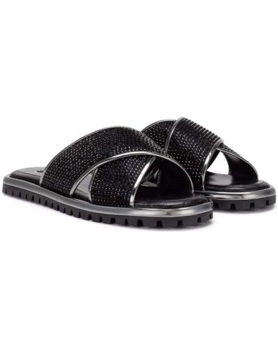 Sandales en cuir à imprimé en cristal Dolce & Gabbana argenté