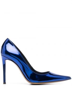 Кожени полуотворени обувки с ток от лакирана кожа Alexandre Vauthier синьо