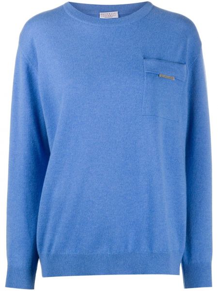 Jersey de tela jersey con bolsillos Brunello Cucinelli azul