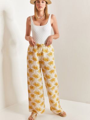 Spodnie relaxed fit Bianco Lucci żółte