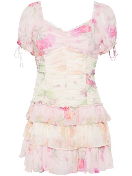 Φλοράλ φόρεμα με σχέδιο Loveshackfancy ροζ