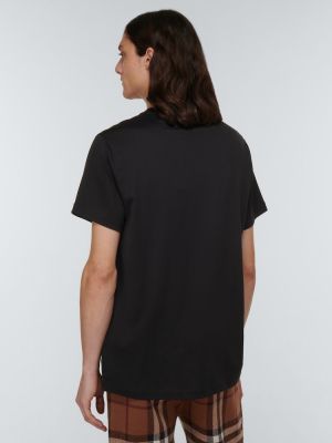 T-shirt ricamato di cotone Burberry nero