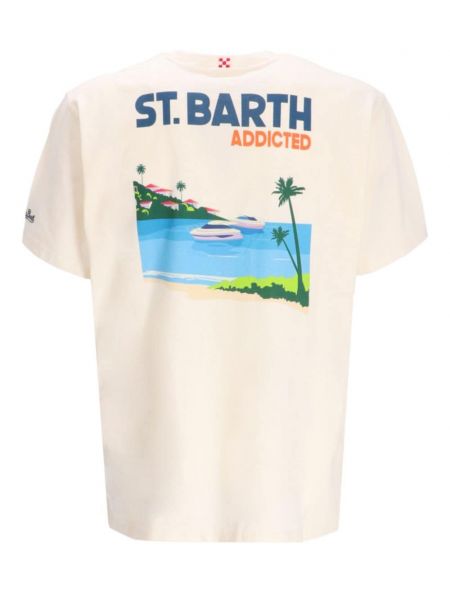 Bavlněné tričko s potiskem Mc2 Saint Barth béžové