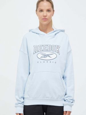 Pamučna hoodie s kapuljačom Reebok Classic plava