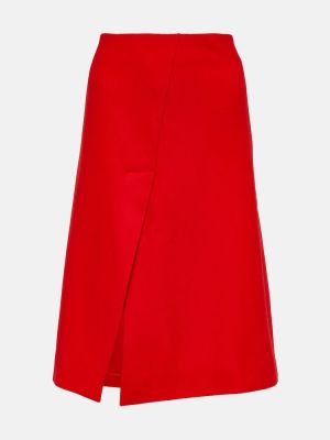 Falda midi de lana asimétrica Stella Mccartney rojo